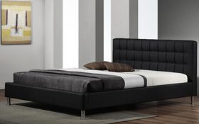 Elan Vela Black Faux Leather Bedstead Mattress Online